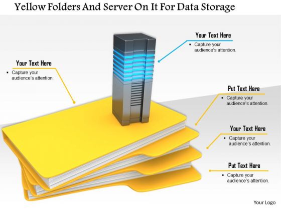Stock Photo Yellow Folders And Server On It For Data Storage Image Graphics For PowerPoint Slide Stock Photo Yellow Folders And Server On It For Data Storage Image Graphics For PowerPoint Slide