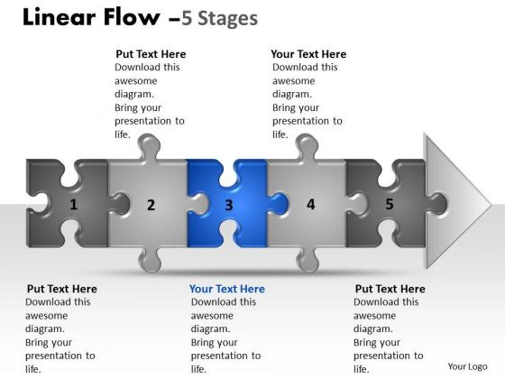 strategy ppt template linear flow 5 stages style1 business