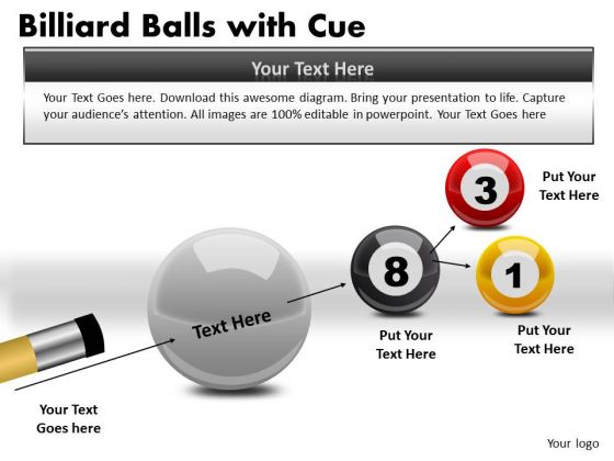 Stripe Billiard Balls With Cue PowerPoint Slides And Ppt Diagram Templates