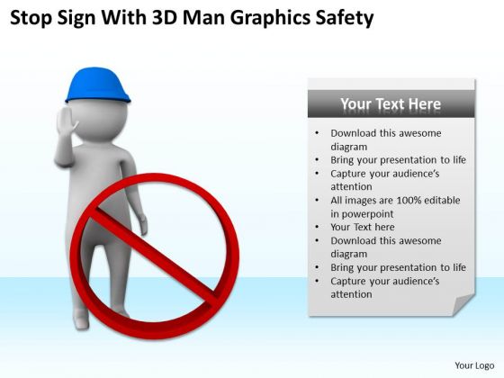Successful Business Men Stop Sign With 3d Man Grahics Safety PowerPoint Slides Successful Business Men Stop Sign With 3d Man Grahics Safety PowerPoint Slides