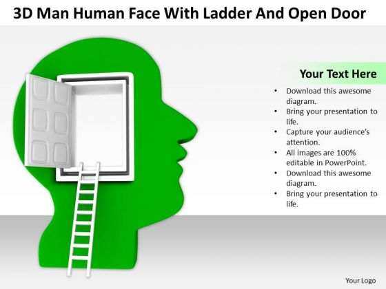 Successful Business People 3d Man Human Face With Ladder And Open Door PowerPoint Slides Successful Business People 3d Man Human Face With Ladder And Open Door PowerPoint Slides