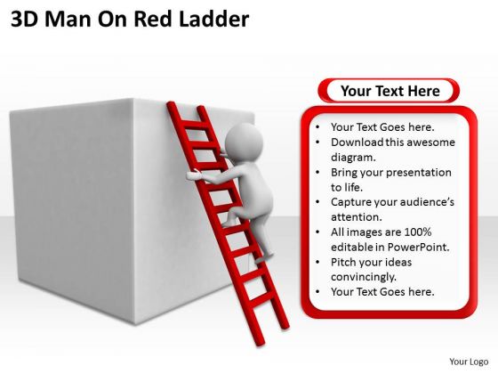 Successful Business People 3d Man On Red Ladder PowerPoint Templates Successful Business People 3d Man On Red Ladder PowerPoint Templates