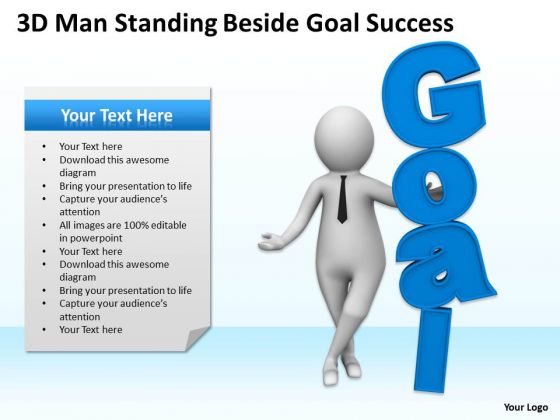 Successful Business People 3d Man Standing Beside Goal PowerPoint Slides Successful Business People 3d Man Standing Beside Goal PowerPoint Slides