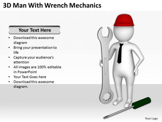 Successful Business People 3d Man With Wrench Mechanics PowerPoint Slides Successful Business People 3d Man With Wrench Mechanics PowerPoint Slides