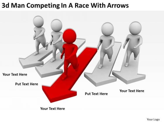 Successful Business People 3d Men Competing A Race With Arrows PowerPoint Templates Successful Business People 3d Men Competing A Race With Arrows PowerPoint Templates
