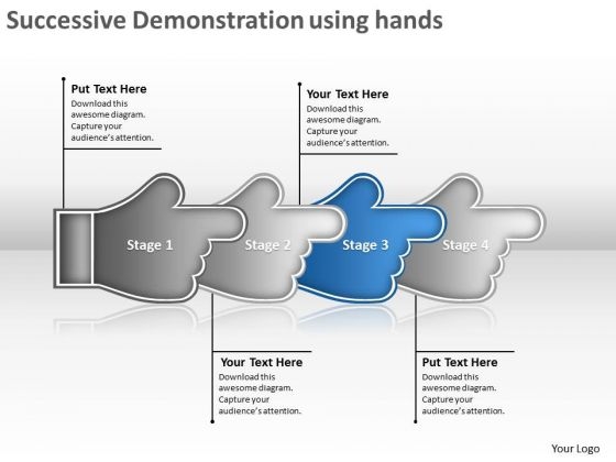 Successive Demonstration Using Hands Flowchart Examples PowerPoint Templates