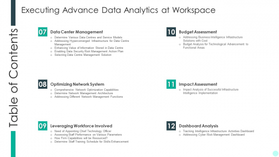 Table Of Content Executing Advance Data Analytics At Workspace Template PDF Table Of Content Executing Advance Data Analytics At Workspace Template PDF