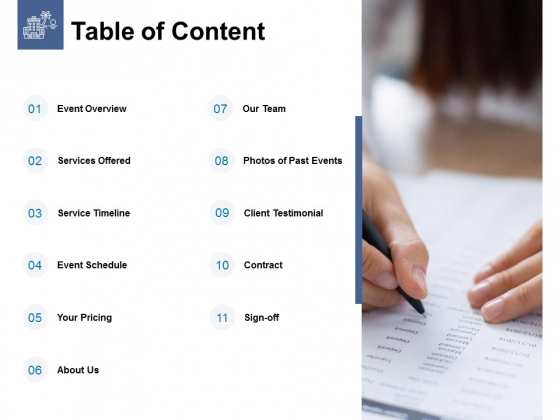 Table Of Content Ppt PowerPoint Presentation Slides Guide