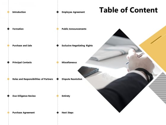 Table Of Content Purchase Agreement Ppt PowerPoint Presentation Infographics Example File Table Of Content Purchase Agreement Ppt PowerPoint Presentation Infographics Example File
