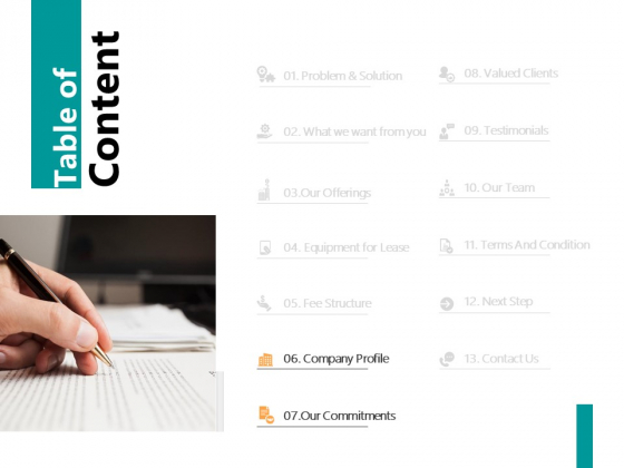Table Of Content Slide Commitments Ppt PowerPoint Presentation Summary Background Image Table Of Content Slide Commitments Ppt PowerPoint Presentation Summary Background Image