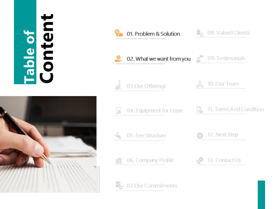 Table Of Content Slide Solution Ppt PowerPoint Presentation Gallery Visual Aids Table Of Content Slide Solution Ppt PowerPoint Presentation Gallery Visual Aids
