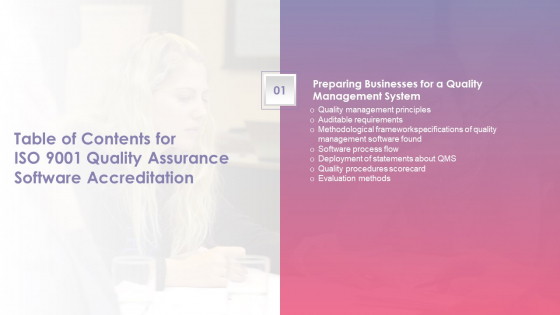 Table Of Contents For ISO 9001 Quality Assurance Software Accreditation Methods Introduction PDF Table Of Contents For ISO 9001 Quality Assurance Software Accreditation Methods Introduction PDF