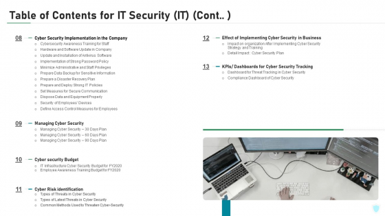 Table Of Contents For IT Security IT Cont Tracking Ppt Infographics Graphics Example PDF Table Of Contents For IT Security IT Cont Tracking Ppt Infographics Graphics Example PDF