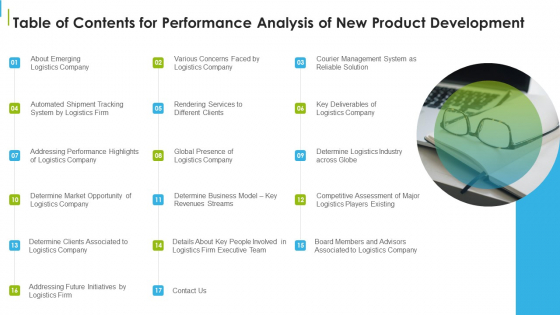 Table Of Contents For Performance Analysis Of New Product Development Themes PDF