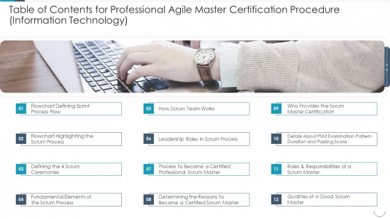 Table Of Contents For Professional Agile Master Certification Procedure Information Technology Summary PDF Table Of Contents For Professional Agile Master Certification Procedure Information Technology Summary PDF