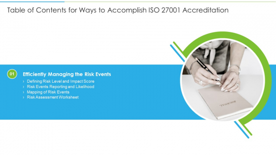 Table Of Contents For Ways To Accomplish ISO 27001 Accreditation Slide8 Graphics PDF Table Of Contents For Ways To Accomplish ISO 27001 Accreditation Slide8 Graphics PDF