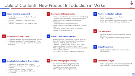 Table Of Contents New Product Introduction In Market Sample PDF