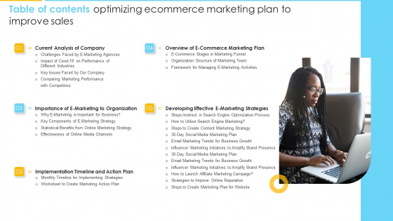 Table Of Contents Optimizing Ecommerce Marketing Plan To Improve Sales Diagrams PDF Table Of Contents Optimizing Ecommerce Marketing Plan To Improve Sales Diagrams PDF