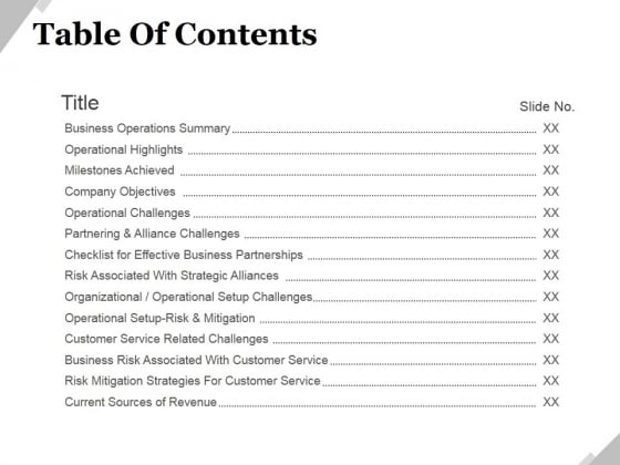 powerpoint table of contents template