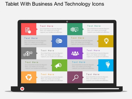 Tablet With Business And Technology Icons Powerpoint Template Tablet With Business And Technology Icons Powerpoint Template