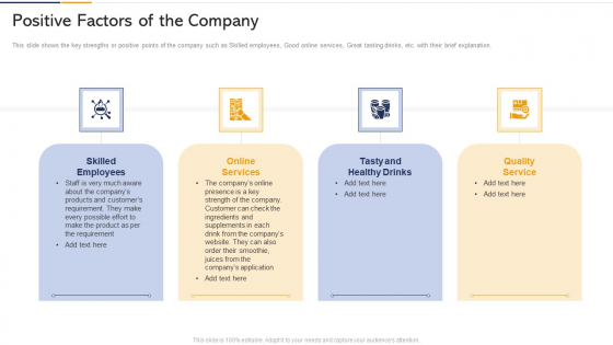 Tactics To Built Customer Loyalty Case Competition Positive Factors Of The Company Slides PDF Tactics To Built Customer Loyalty Case Competition Positive Factors Of The Company Slides PDF