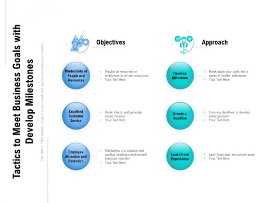Tactics To Meet Business Goals With Develop Milestones Ppt PowerPoint Presentation Show Professional PDF Tactics To Meet Business Goals With Develop Milestones Ppt PowerPoint Presentation Show Professional PDF
