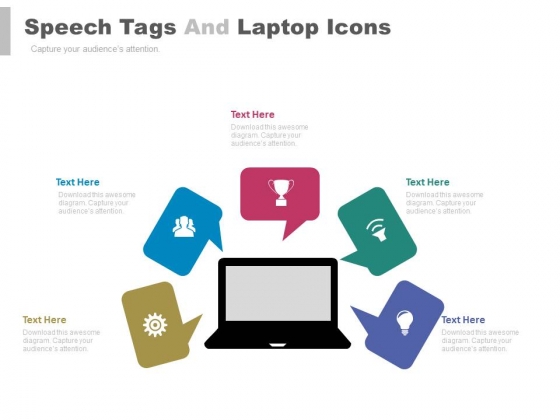 Tags With Laptop For Communication Strategy Powerpoint Template Tags With Laptop For Communication Strategy Powerpoint Template