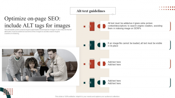 Target Marketing Techniques Optimize On Page SEO Include ALT Tags For Images Information PDF