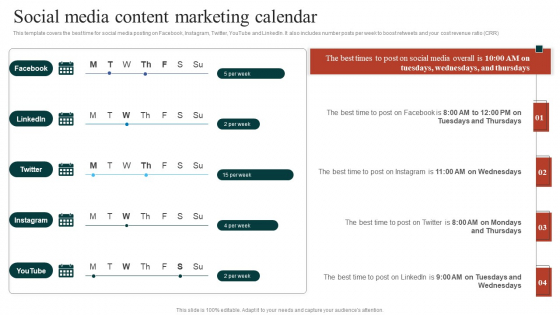 Target Marketing Techniques Social Media Content Marketing Calendar Ideas PDF
