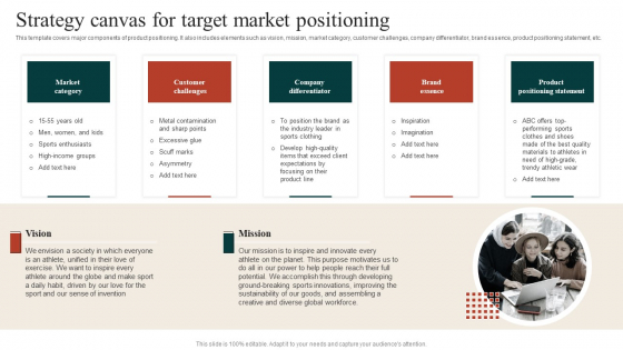 Target Marketing Techniques Strategy Canvas For Target Market Positioning Template PDF