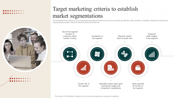Target Marketing Techniques Target Marketing Criteria To Establish Market Segmentations Clipart PDF