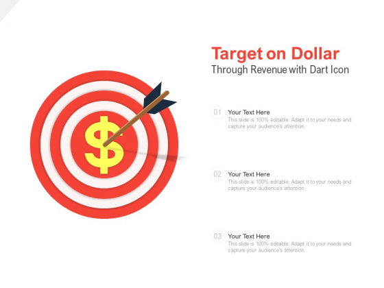 Target On Dollar Revenue With Dart Icon Ppt PowerPoint Presentation Ideas Picture
