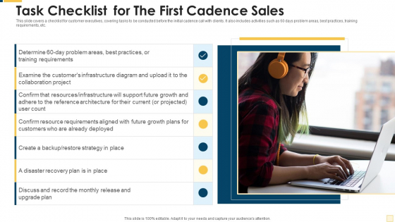 Task Checklist For The First Cadence Sales Clipart PDF