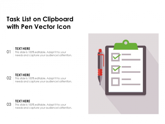 Task List On Clipboard With Pen Vector Icon Ppt PowerPoint Presentation Model Mockup PDF