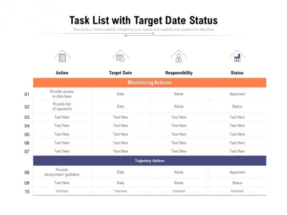 Task List With Target Date Status Ppt PowerPoint Presentation Professional File Formats Task List With Target Date Status Ppt PowerPoint Presentation Professional File Formats