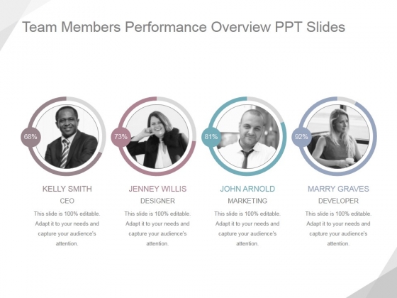 Team Members Performance Overview Ppt PowerPoint Presentation Icon