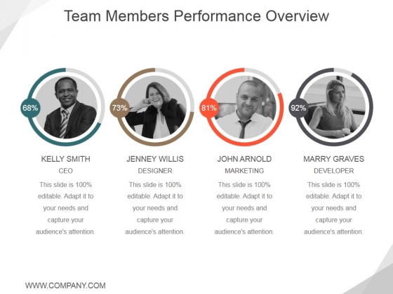Team Members Performance Overview Ppt PowerPoint Presentation Pictures Infographic Template