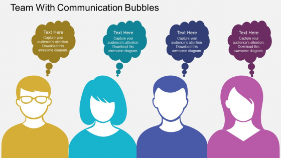 Team With Communication Bubbles PowerPoint Template