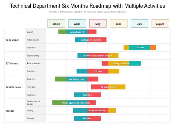 Technical Department Six Months Roadmap With Multiple Activities Infographics Technical Department Six Months Roadmap With Multiple Activities Infographics