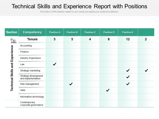 Technical Skills And Experience Report With Positions Ppt PowerPoint Presentation Gallery PDF Technical Skills And Experience Report With Positions Ppt PowerPoint Presentation Gallery PDF