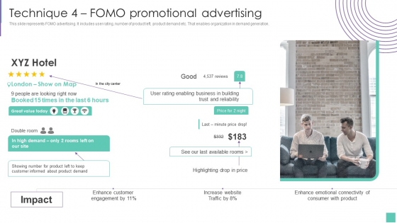 Technique 4 FOMO Promotional Advertising Introduce Promotion Plan To Enhance Sales Growth Structure PDF