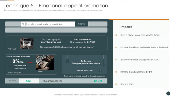 Technique 5 Emotional Appeal Promotion Brand Promotion Techniques To Enhance Rules PDF Technique 5 Emotional Appeal Promotion Brand Promotion Techniques To Enhance Rules PDF