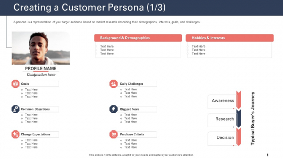 Techniques To Increase Customer Satisfaction Creating A Customer Persona Interests Template PDF