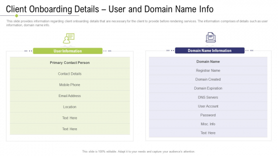 Technology Facility Maintenance And Provider Client Onboarding Details User And Domain Name Info Information PDF Technology Facility Maintenance And Provider Client Onboarding Details User And Domain Name Info Information PDF