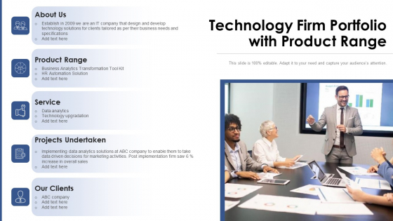 Technology Firm Portfolio With Product Range Ppt Styles PDF