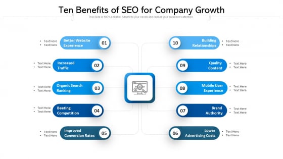 Ten Benefits Of SEO For Company Growth Ppt PowerPoint Presentation Ideas Gallery PDF Ten Benefits Of SEO For Company Growth Ppt PowerPoint Presentation Ideas Gallery PDF