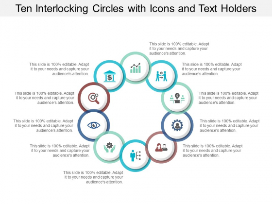 Ten Interlocking Circles With Icons And Text Holders Ppt PowerPoint Presentation Slides Maker Ten Interlocking Circles With Icons And Text Holders Ppt PowerPoint Presentation Slides Maker