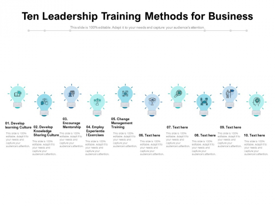 Ten Leadership Training Methods For Business Ppt PowerPoint Presentation Icon Example Introduction PDF Ten Leadership Training Methods For Business Ppt PowerPoint Presentation Icon Example Introduction PDF
