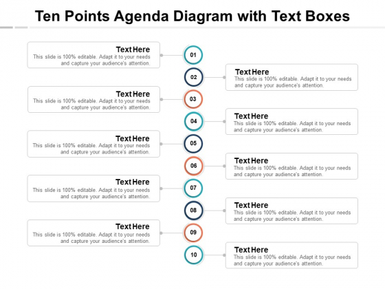 Ten Points Agenda Diagram With Text Boxes Ppt PowerPoint Presentation File Diagrams