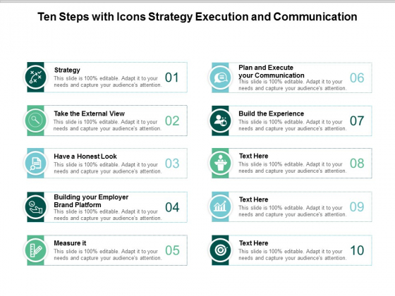 ten steps with icons strategy execution and communication ppt powerpoint presentation inspiration visual aids ten steps with icons strategy execution and communication ppt powerpoint presentation inspiration visual aids